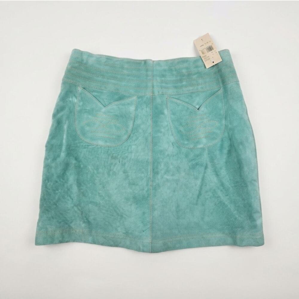 Deadstock Vintage Y2K Wilsons Leather 4 Turquoise Blue Mini Skirt Western Boho